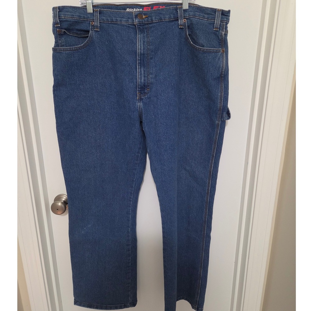 Dickies Flex Relaxed Fit Carpenter Jeans Blue Denim 42x32 DU220SNB Mens